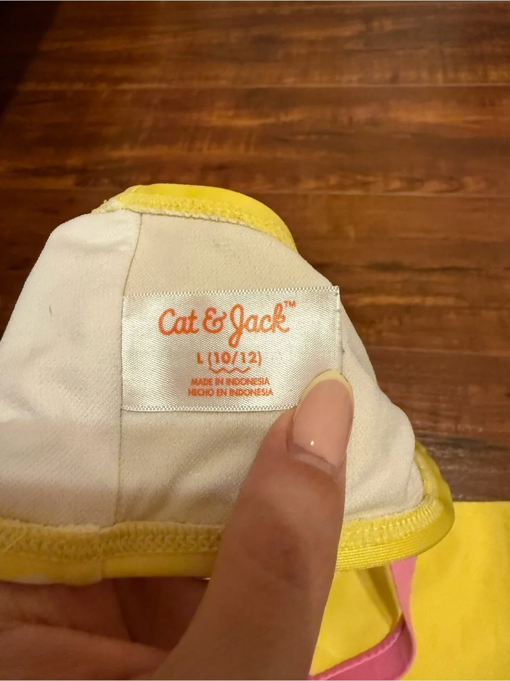 Cat & Jack Yellow Polka Dot Bikini Top with Pink Straps and Solid Yellow Bottom